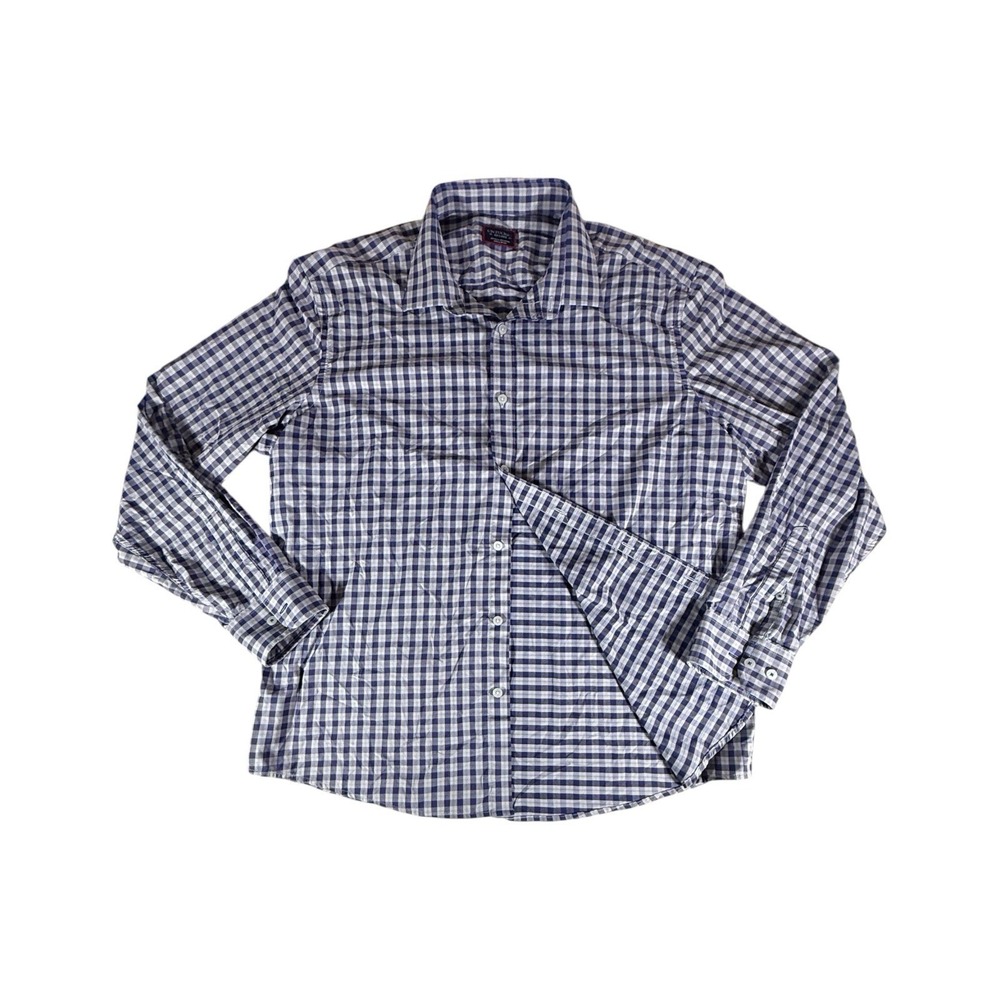 Untuckit Shirt Adult 2XL Gray Tartan Plaid Stretch Long Sleeve Button Down Mens
